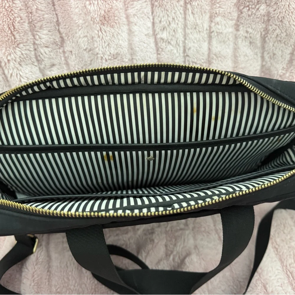 kate spade Black Nylon Laptop Tote with Gold Spade Emblem